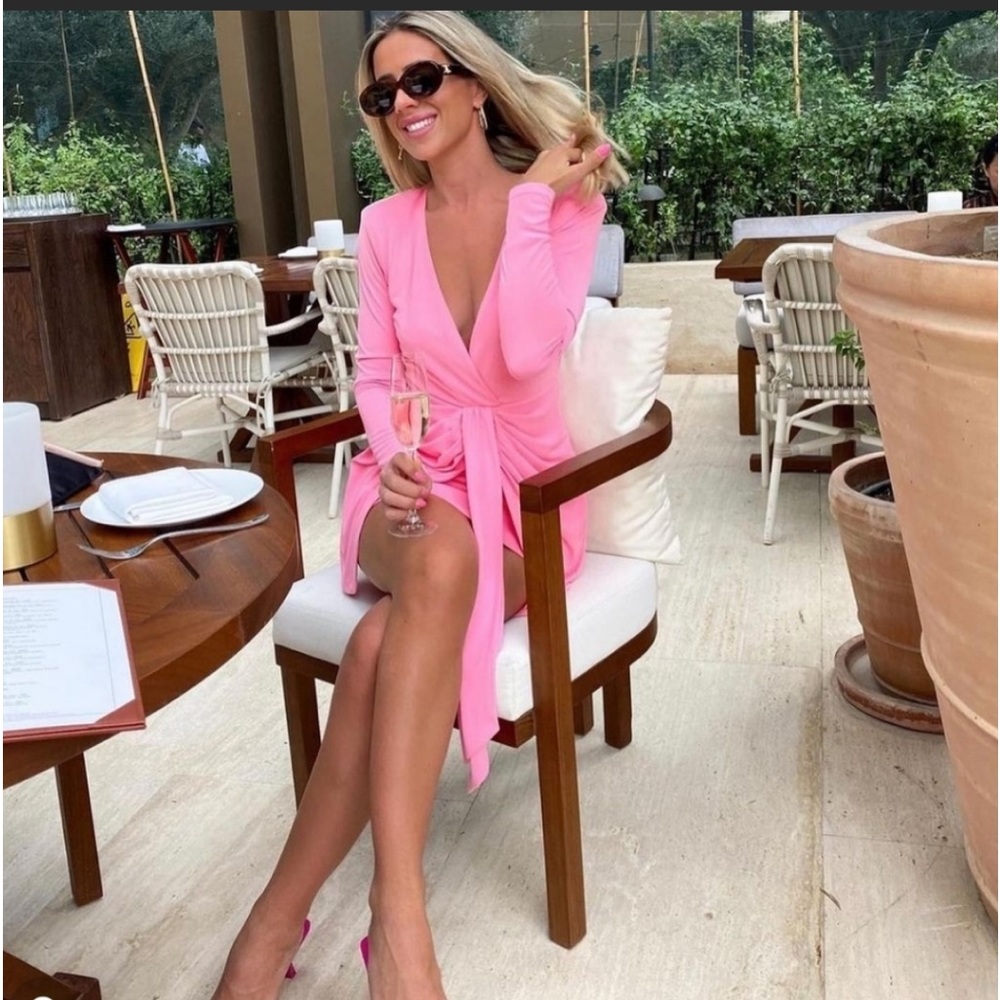 Zara draped pink cut out back long sleeves dress - Picture 9 of 13